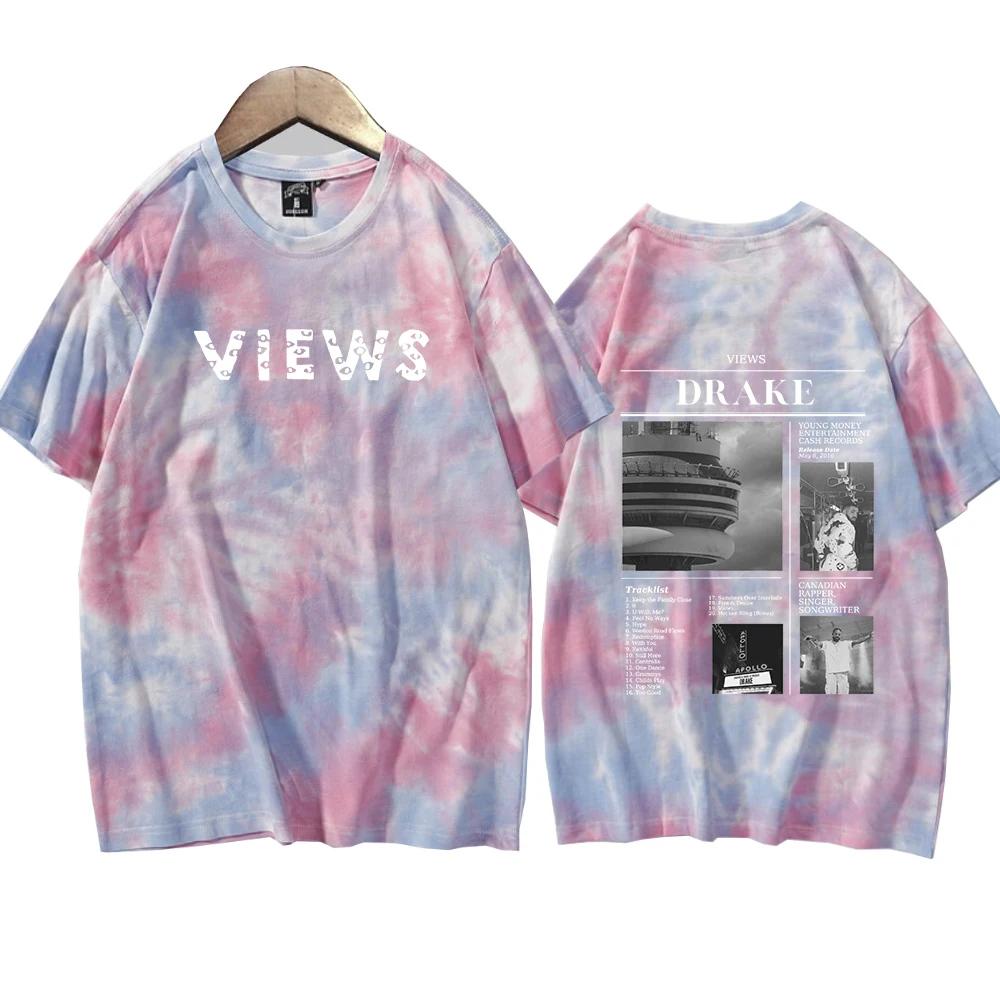 Drake Views Tour Tie Dye Shirts Man Woman Round Neck Short Sleeve T-shirt Fans Gift Tops