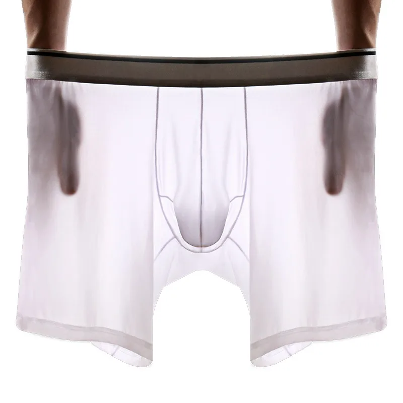 

Sports Boxers Underwear Men Scrotum Support Bag Plus Size Boxers Bullet Separation Ice Silk Lengthen Extra Long Male Boxershorts