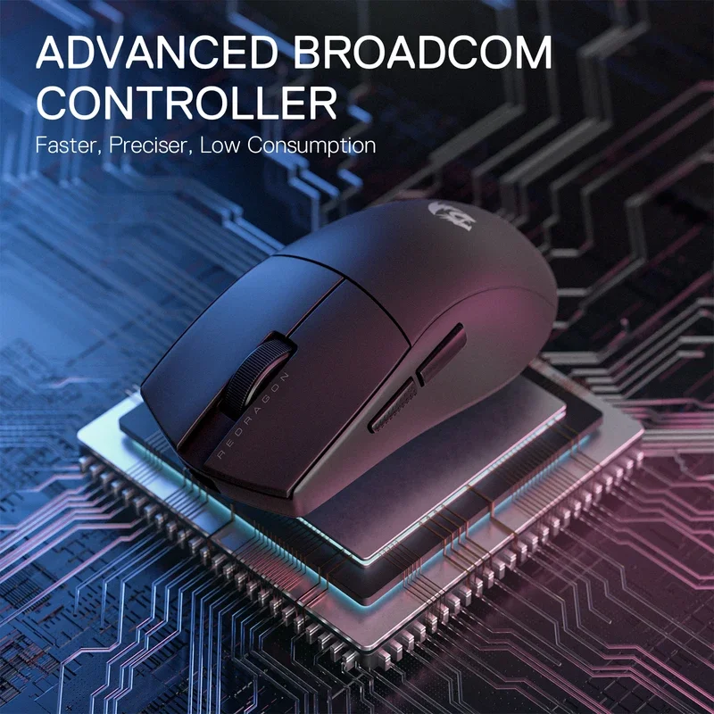 Redragon M916 PRO 3 モードワイヤレスゲーミングマウス、49 グラム超軽量 26K DPI フルプログラマブルボタンゲーマーマウス