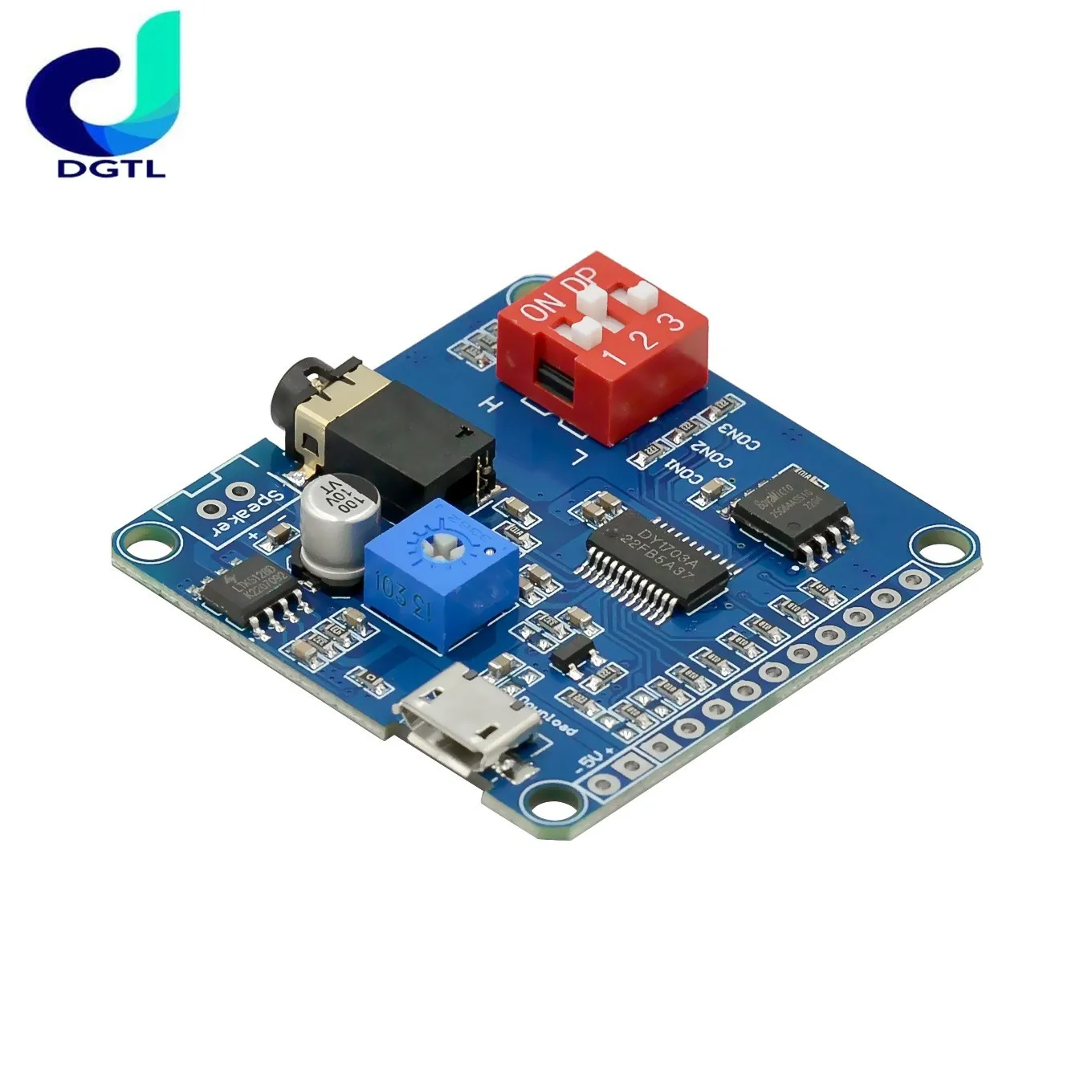 Voice Sound Playback Module Arduino MP3 Player Module UART I/O Trigger Class D Amplifier Board 5W 8M Storage DY-SV8F SD/TF Card