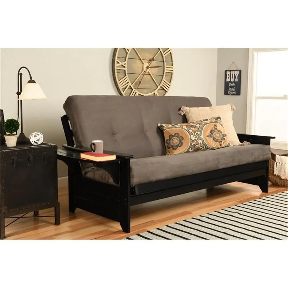 Traditional Full-Size Futon Mattress, Gray Suede Polyester, 276 Coil Hinged Innerspring with High Density Foam,, Customized