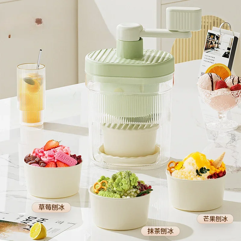 Shaved Ice Machine Small Manual Ice Crusher Home Hand-cranked Machine Making Smoothie Machine Suitable for Outdoor Camping