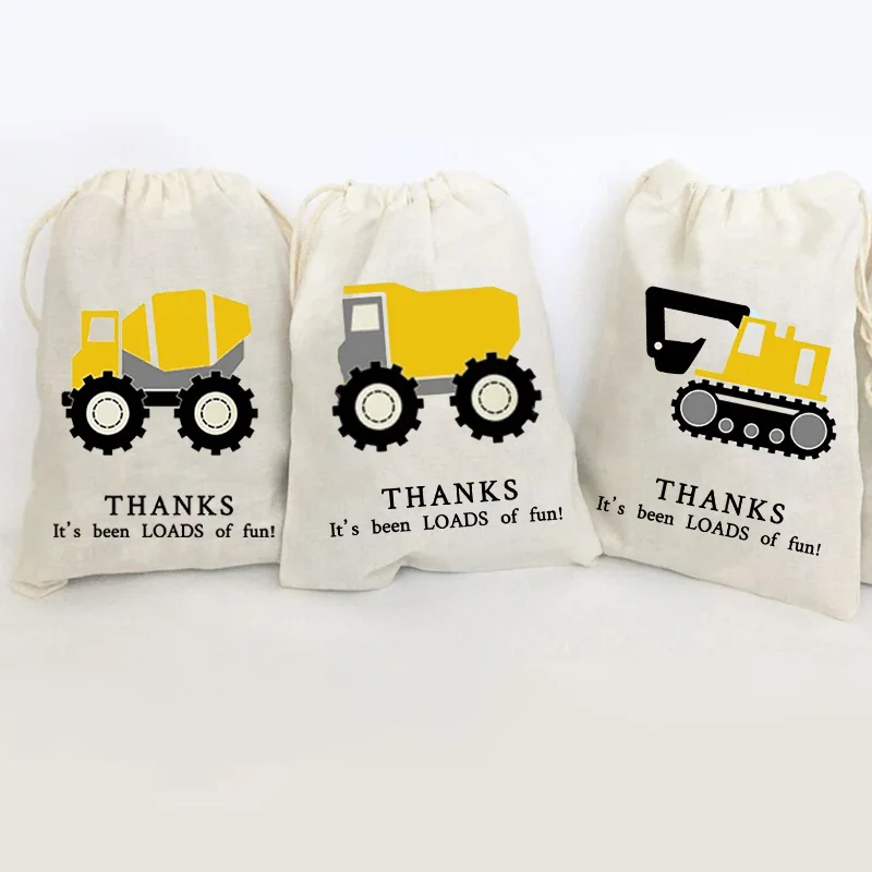 5pcs Loads of Fun candy gift Bags Construction Dump Truck Theme boy first 1st 2nd 3rd 4th happy Birthday Party decoration Favor