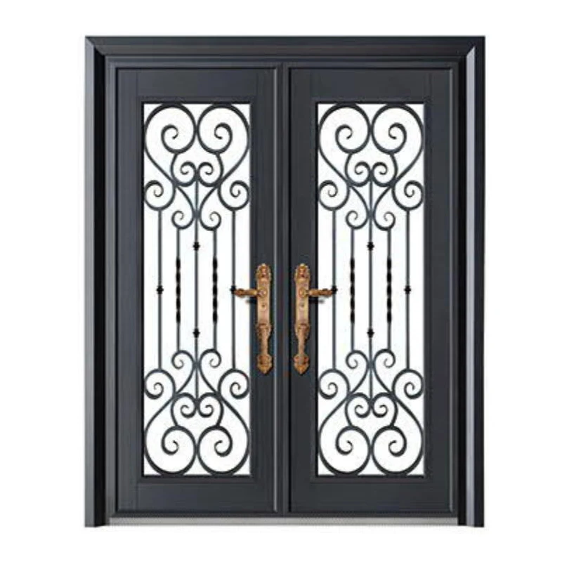 Cast Wrought Iron Door Hotel Villa High-end Metal Security Door Front Entrance Designs Classical Gates For Houses Patio