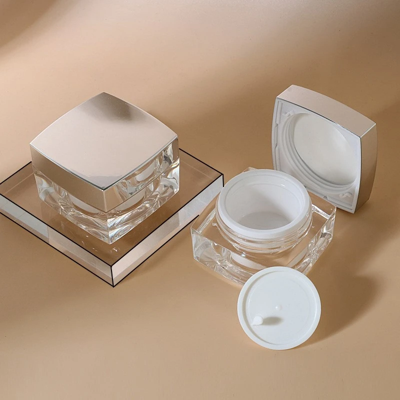 10 Stück 15g Leere Quadratische Cremetiegel, Acryl-Kosmetikbehälter, Klare Dosen für Make-up, Reisebehälter, Nachfüllbare Flaschen – Detail 2