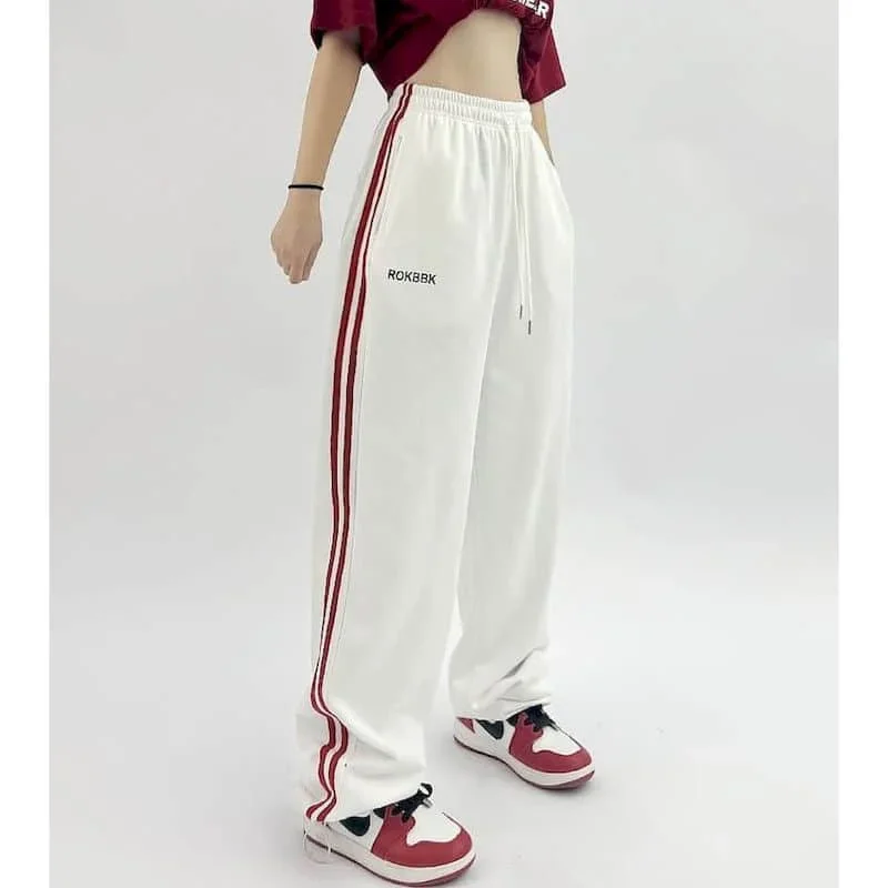 

Pop High Street Pants Hip-hop Pants Elastic Waist Pants Oversized Trousers Women Loose Korean Style Sport Sweatpants Casual Clot