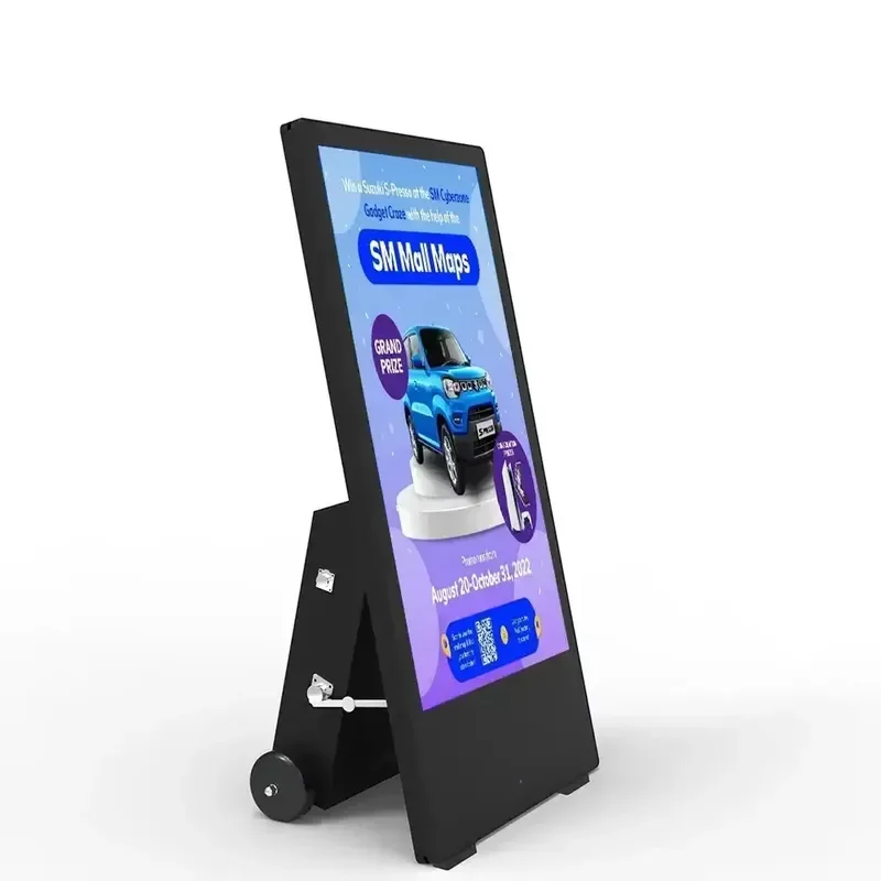 LOW MOQ IP65 Outdoor Waterproof 43 Inch Advertising Recharge Portable Digital Signage Mobile Outdoor Digital A-Boards