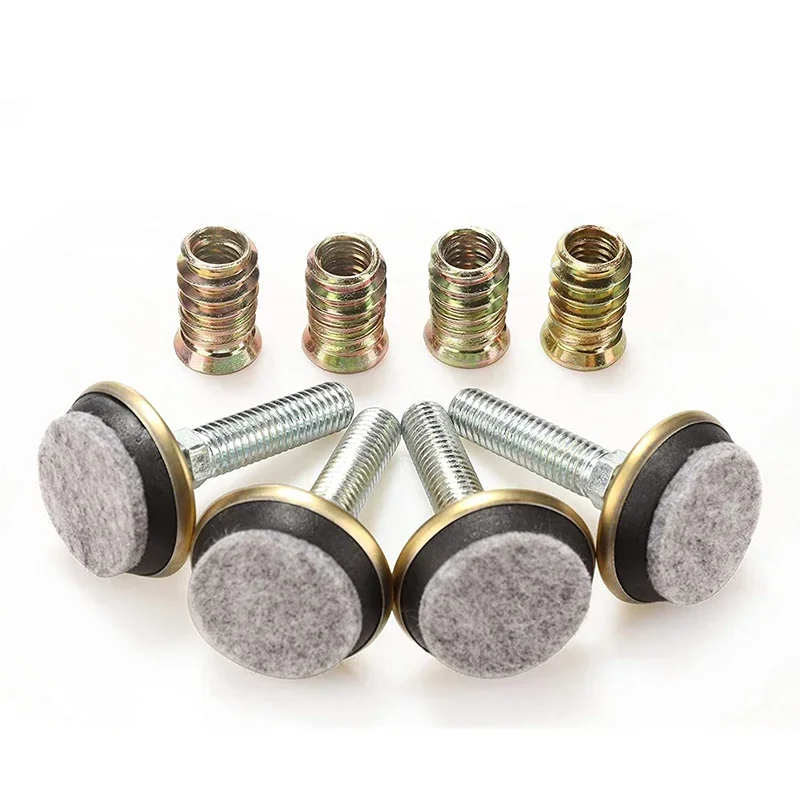 yes4Pcs Swivel Furniture Levelers - Adjustable Leveling Legs Glide for Tables Chairs Cabinets - M8/M10 Fully Threaded