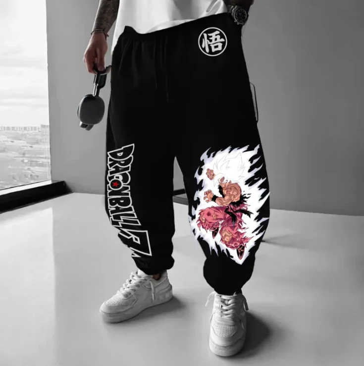 سراويل طويلة فضفاضة من القطن الخالص مطبوعة بشخصية الرسوم المتحركة Dragon Ball لكل من الرجال والنساء، سراويل طويلة من الصوف للخريف والشتاء #3