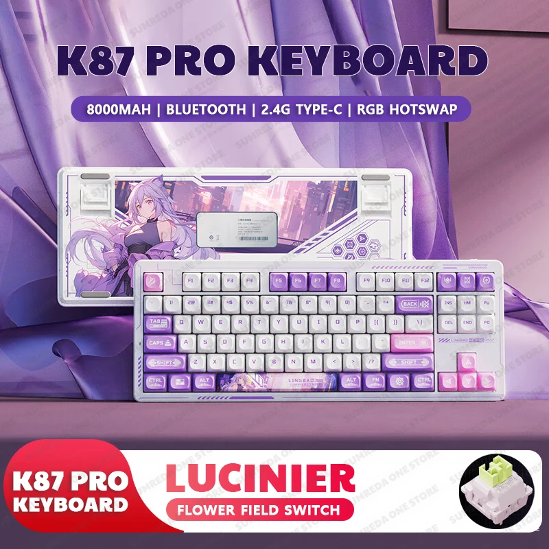 Sharp Leopard K87 Mechanical Keyboard Bluetooth RGB Wireless Gaming Keyboard Customized Hotswap Gamer Non-contact Keyboard