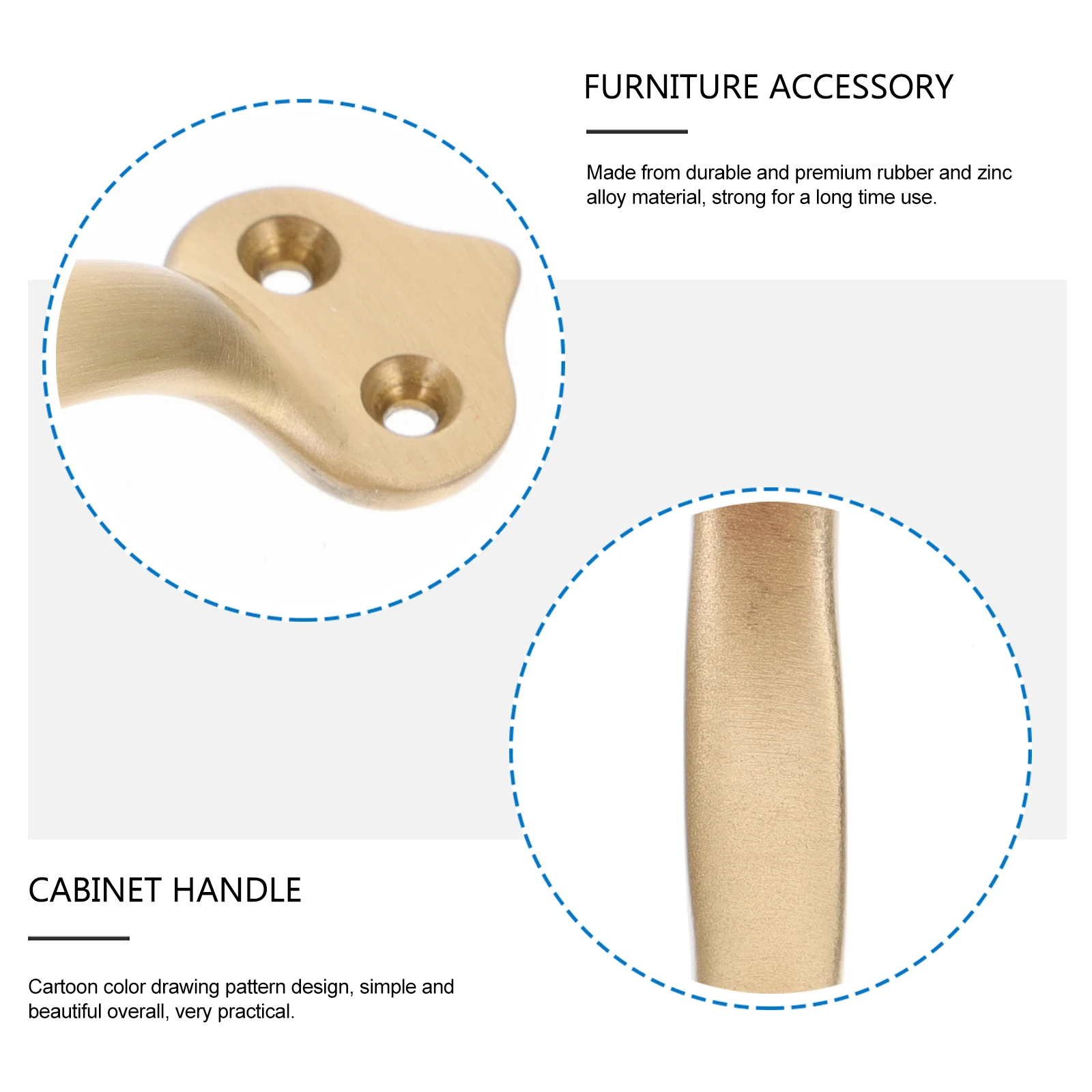

Brass Drawer Cabinet Handle Golden Door Pulls Replacement Kitchen Knobs Furniture Accessory Smooth Surface Polished Stable Long