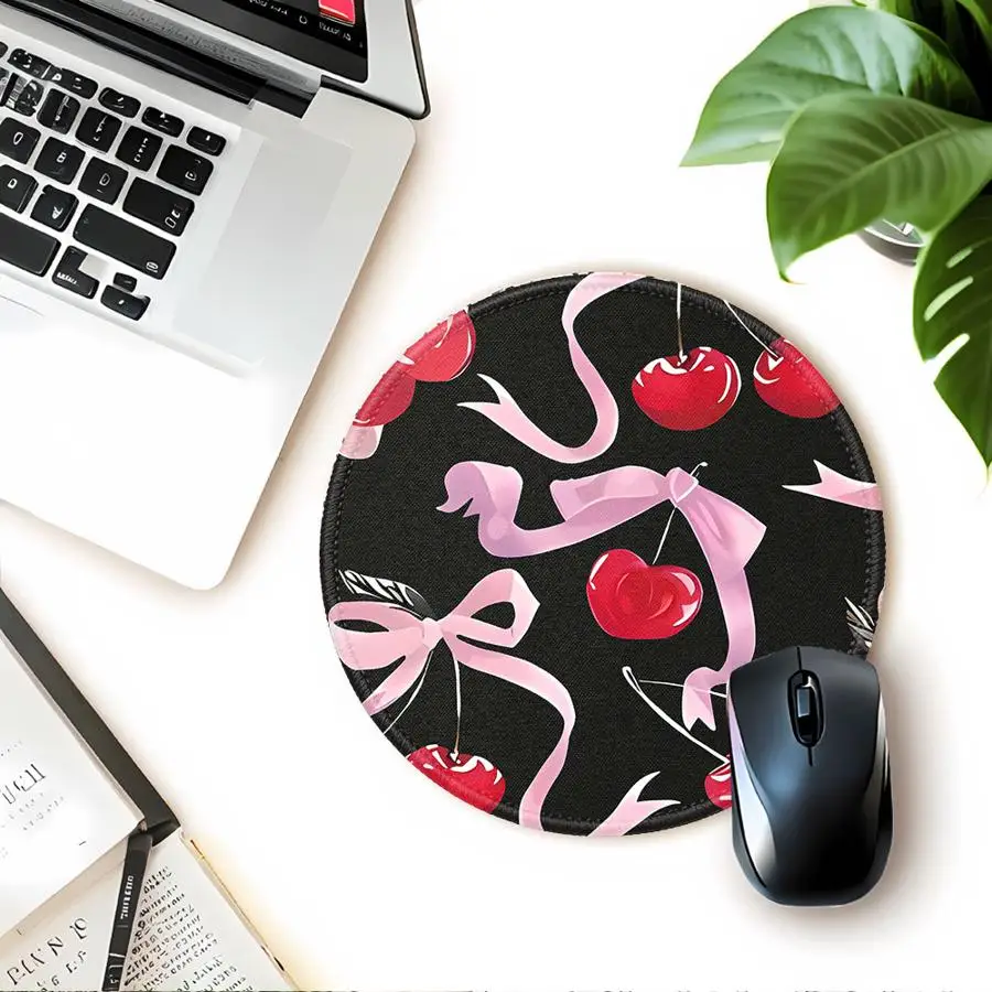 

Korean Cute Bow Cherry overlock 1pc Mouse Pad office Pad Keyboard Mouse Pad Computer Laptop Pad Game Console Pad Desk