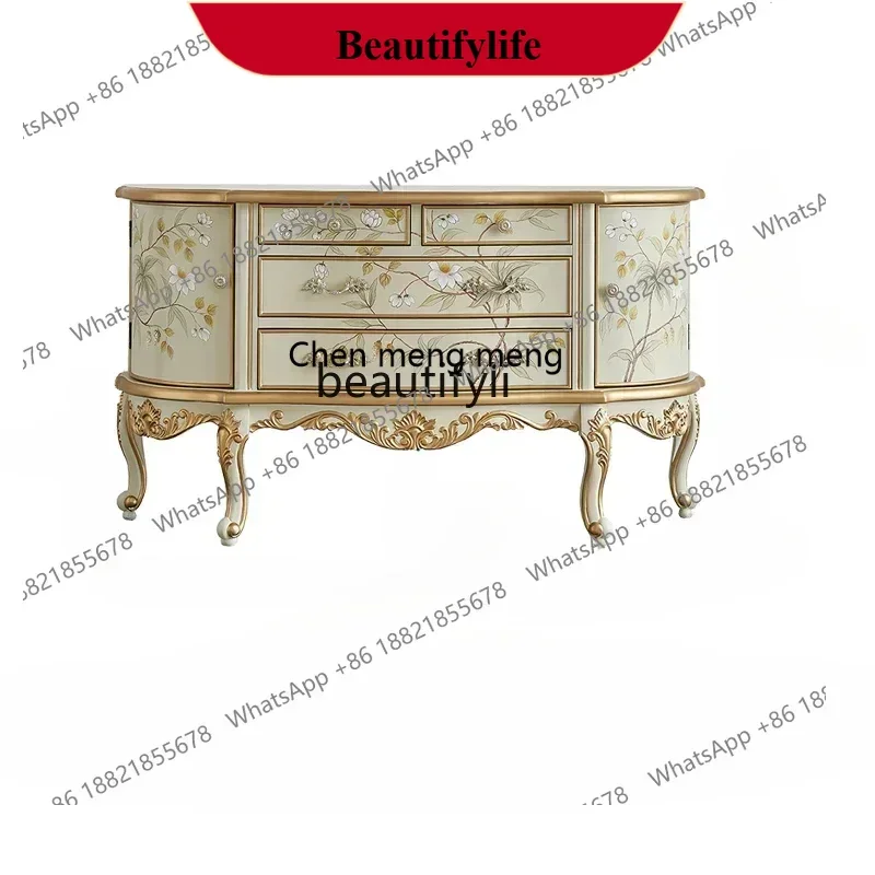 

D178 Luxury Painted Solid Wood Entrance Cabinet European Modern Living Room Hallway Table New Design Furniture for Home Decor