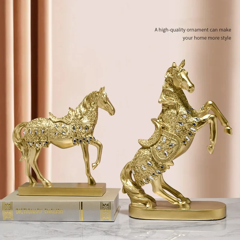 

Chinese style desk home decoration horse sculpture resin craft office living room porch wine cabinet home horse decoration