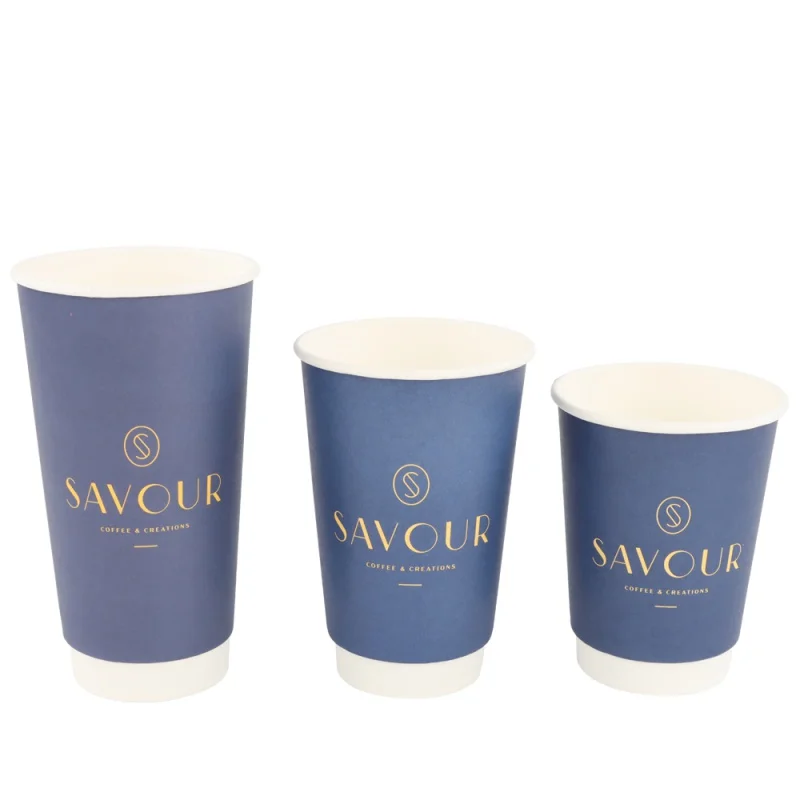 Customized productDisposable Colorful Custom Logo Printed Pe Coated Kraft Hot Drink Double Wall Paper Coffee Cups For