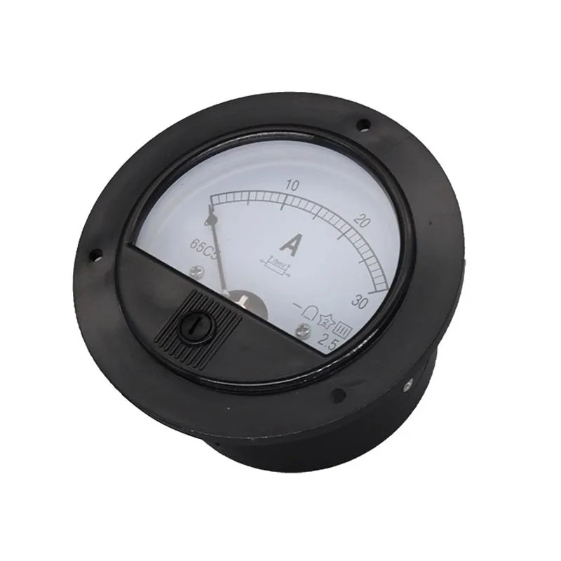 1pcs 65C5 DC 10A 15A 20A 30A 50A 75A 100A 150A 300A 500A Round Diameter Analog Ammeter Panel AMP Current Meter 65C5 DC 0-50A