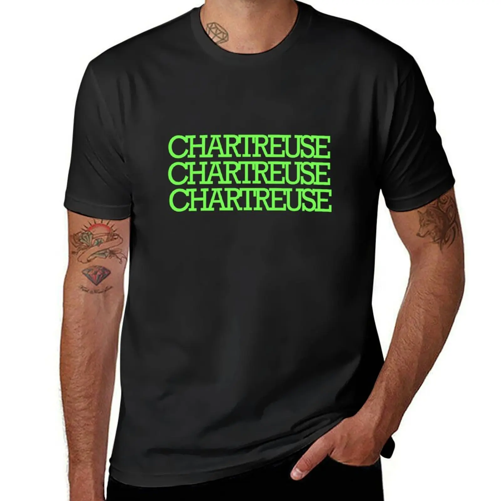 Chartresue Chartreuse kolorowa koszulka Chartreuse szybkoschnąca hipisowska odzież urocza bluzka dla fanów sportu t-shirty dla mężczyzn
