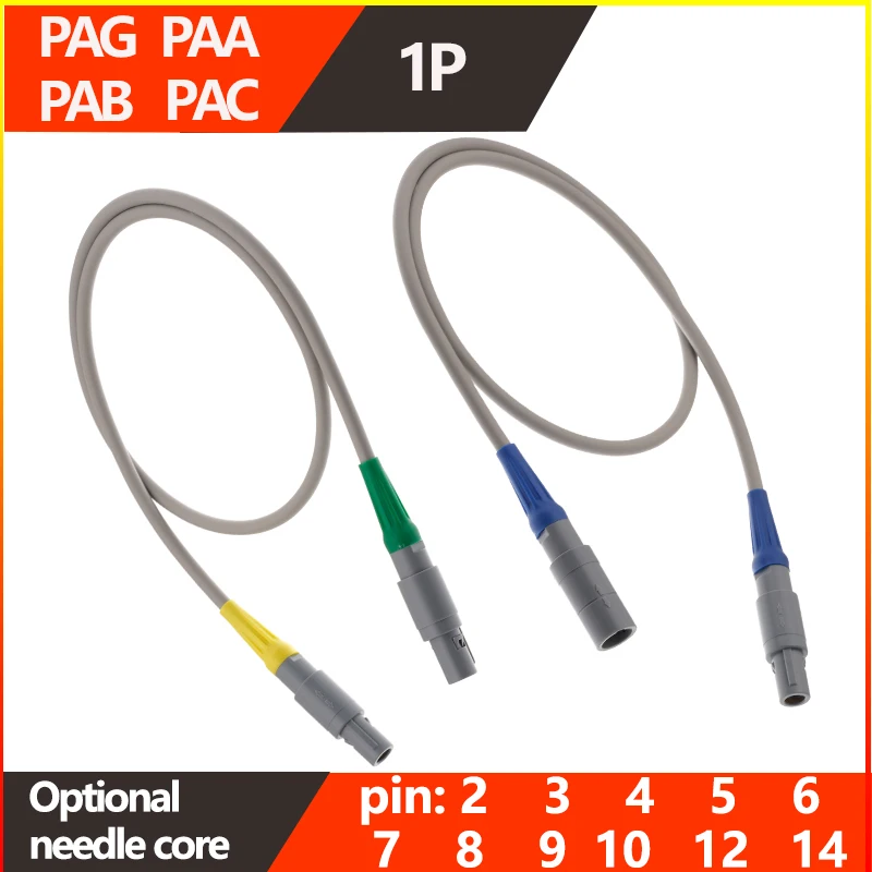 PAG PAA PAB PAC 1P 2 3 4 5 6 7 8 9 10 14Pin Medical Plastic Round Male Plug Cable Assemble Connector 0 40 60 80 Degree Two Key-image