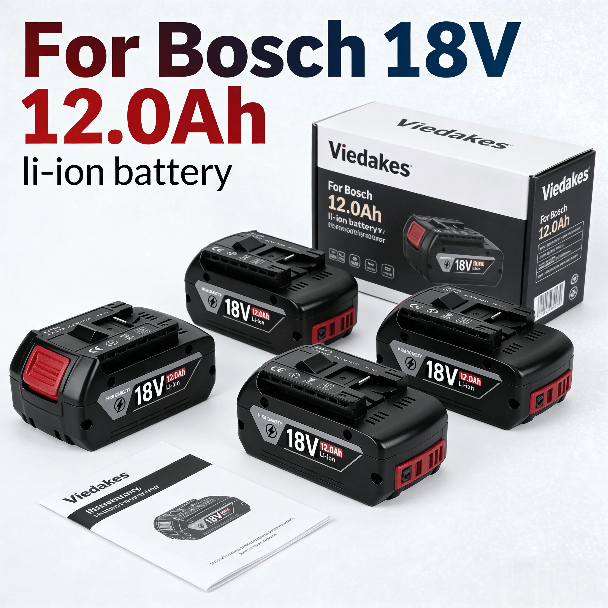 

2025 18V ProCORE 12000mAh for Bosch 18V Cordless Tool BAT609 BAT618 GBA18V80 21900 Replacement Battery - 18650 Electric Cell