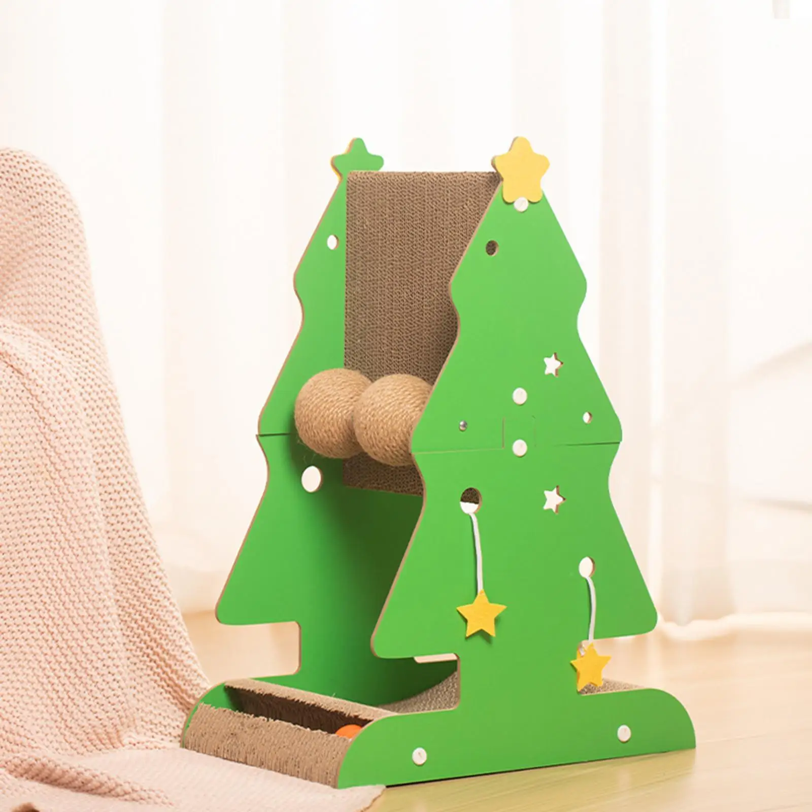 

Kitten Scratching Post Christmas Tree Activity Toys Home Decor Interactive Cat Scratcher for Adults Large Cats Indoor Cats Kitty