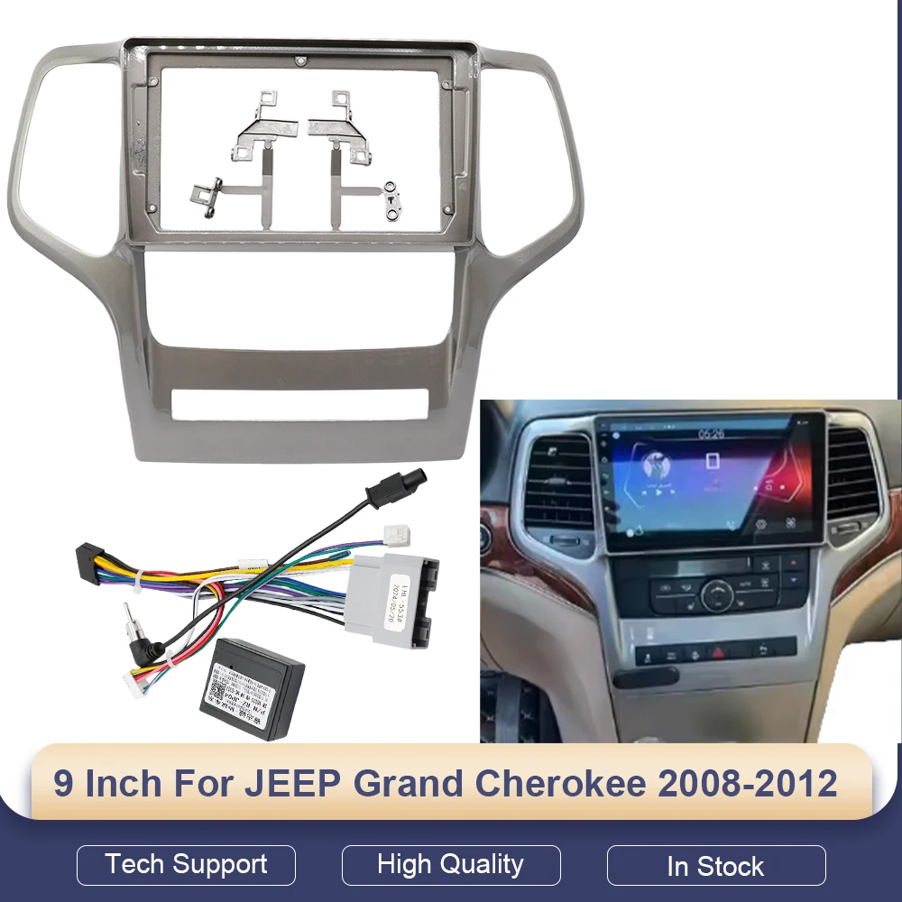 

9 Inch Fascia for JEEP Grand Cherokee 2008-2012 Car Radio Stereo 2 Din Head Unit GPS MP5 Android Player Dash Board Frame Install