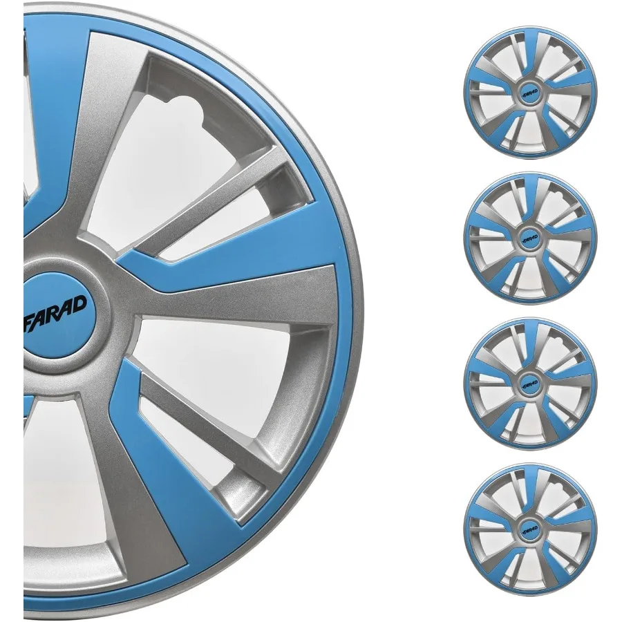 

Gray with Blue Hub Caps 14 Inch Set of 4 Tapas para Rines 14 Premium Wheel Covers 14 Inch R14 Rim Cover Set Snap On Durable Car