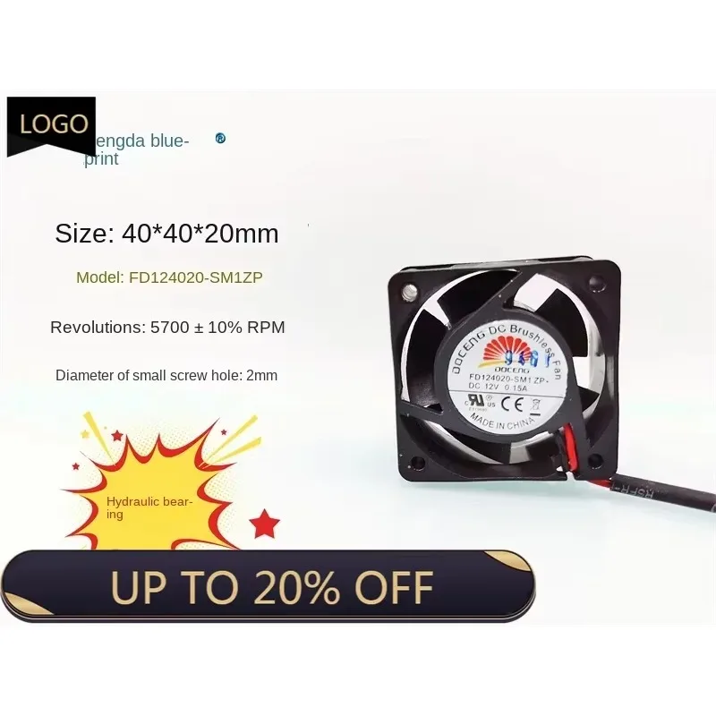 pa New silent FD124020-SM1 ZP hydraulic bearing 4020 12V 4CM 5700 RPM heat dissipation fan40*40*20MM