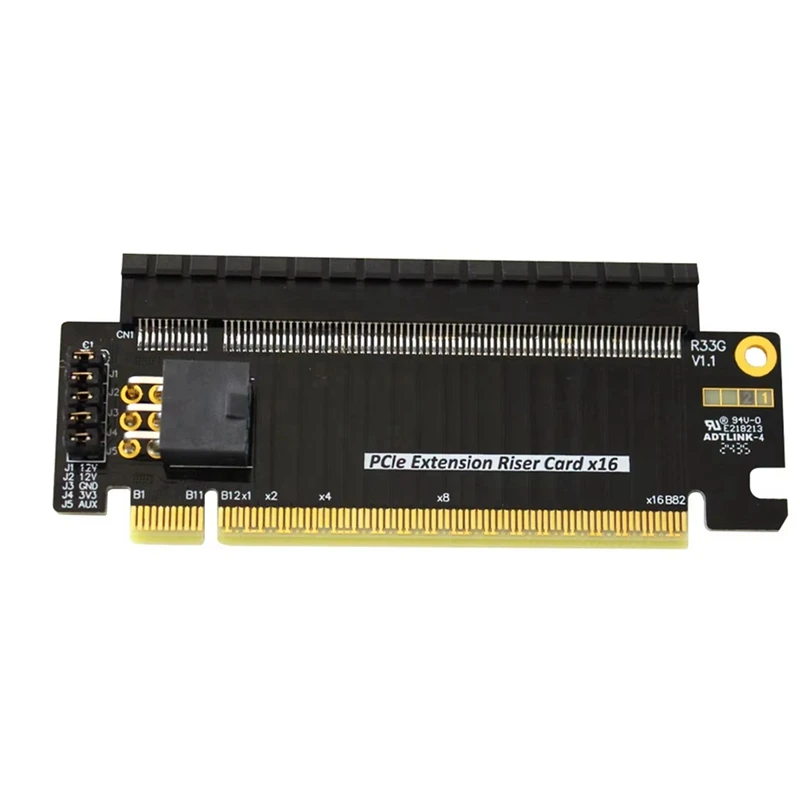 PCI-E 5.0 X16 Half Height to Full Height Extension Riser Card PCIe5.0 X16 Test Card Support External Power Supply-A20R