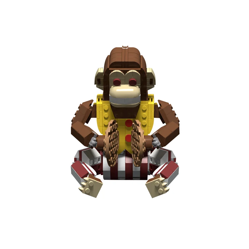 قوالب بناء نموذج MOC-Monkey ، قرد لطيف مع أداة ، لعبة تجميع ، DIY ، تعليم إبداعي ، هدية أطفال ، زخرفة ، صنج