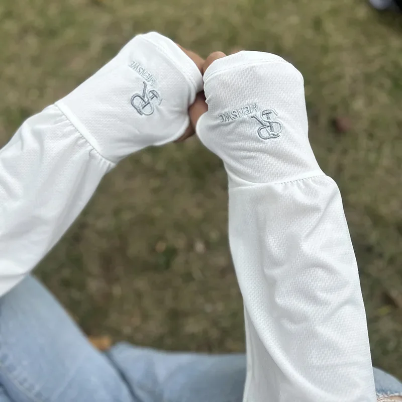 女性男性用サマー日焼け止めアイスシルクアームスリーブ薄型通気性ドライビンググローブ女性用日焼け止めロングアンチUVアームカバー