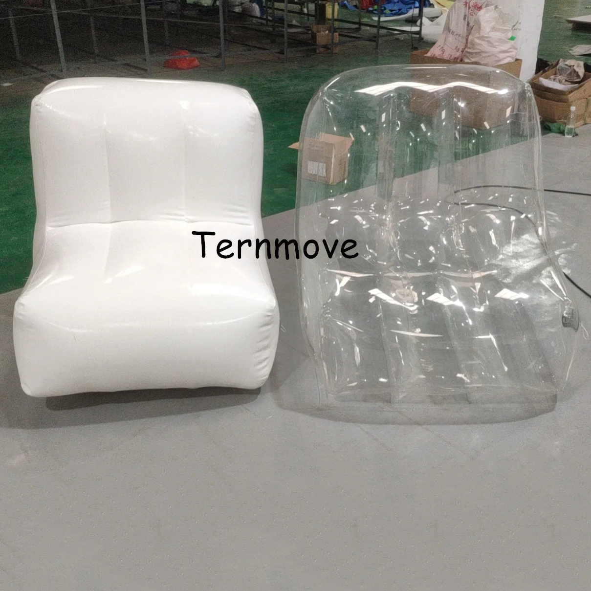 PVC Transparent Inflatable Sofa Home Lounge Chair Outdoor Terrace Furniture Beach Camping Fan Shaped Lazy Armchair