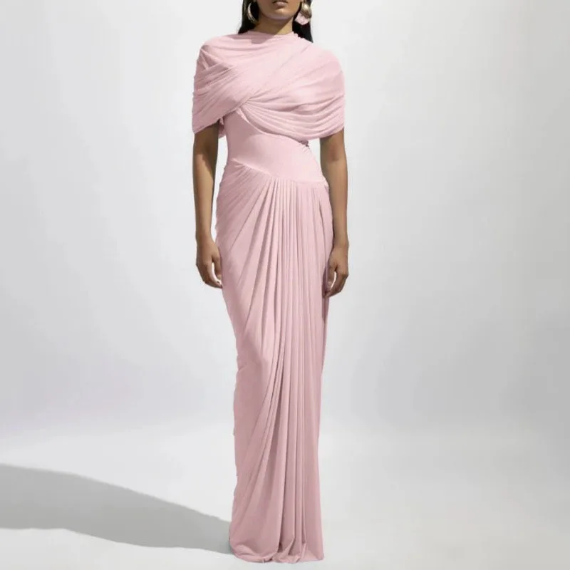 HKSH صيف خريف جديد إمرأة متخصص تصميم أنيق فستان منعش عصري الخصر مقصوص التخسيس مطوي تقسم فساتين شبكية HK9451