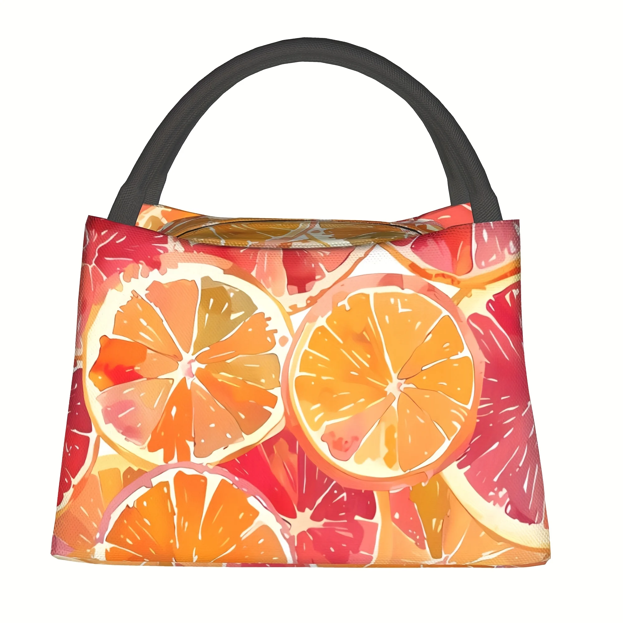 

1pc Sliced Orange Pattern, Reusable Outdoor Portable Insulated Lunch Box, Lunch Bag, Lunch Bag, Leakproof Insulated