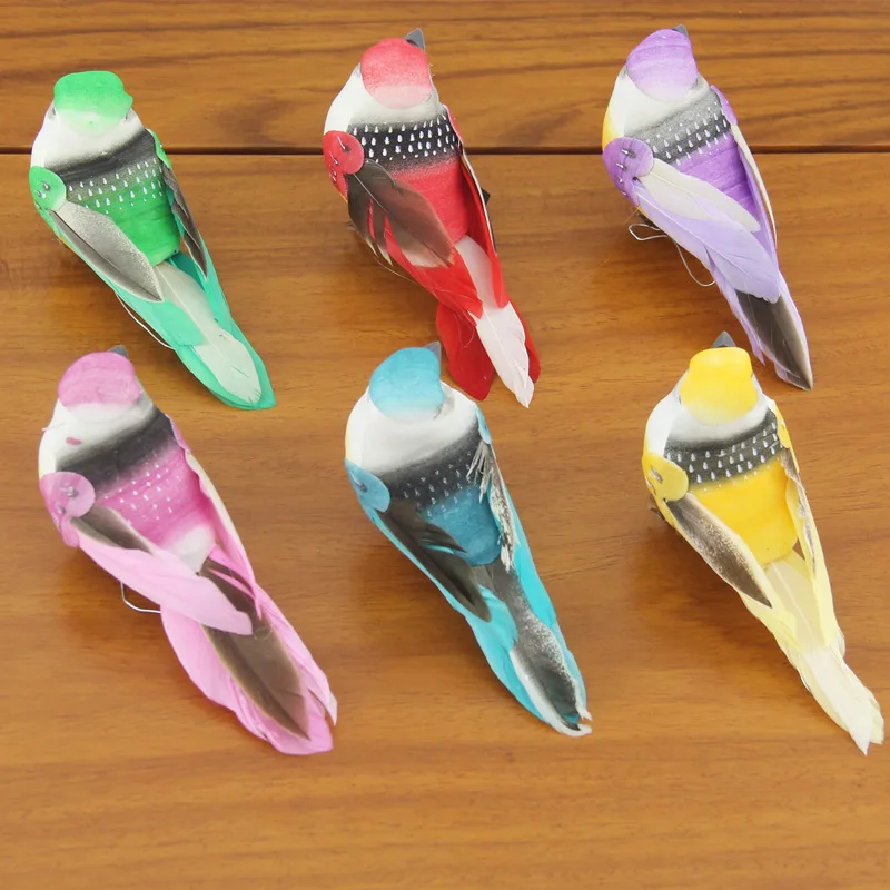 NUOVO 1PC Mini uccelli finti piuma artificiale colombe in schiuma decorazione di nozze luogo ornamento Colore casuale