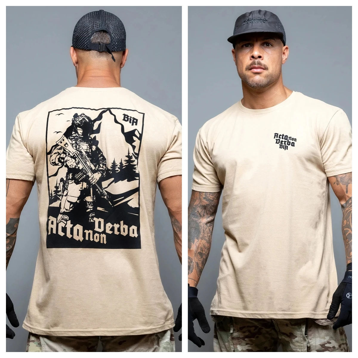 Acta Non Verba Brothers in Arms Military Tactics T-Shirt Cotton Graphic Tee Men Women Summer Streetwear