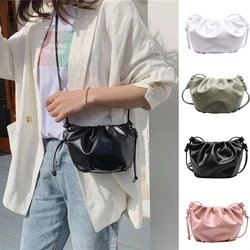 Women Solid Color Shoulder Bag New Fashion Niche Design Messenger Bag Female Bag Cloud Bag