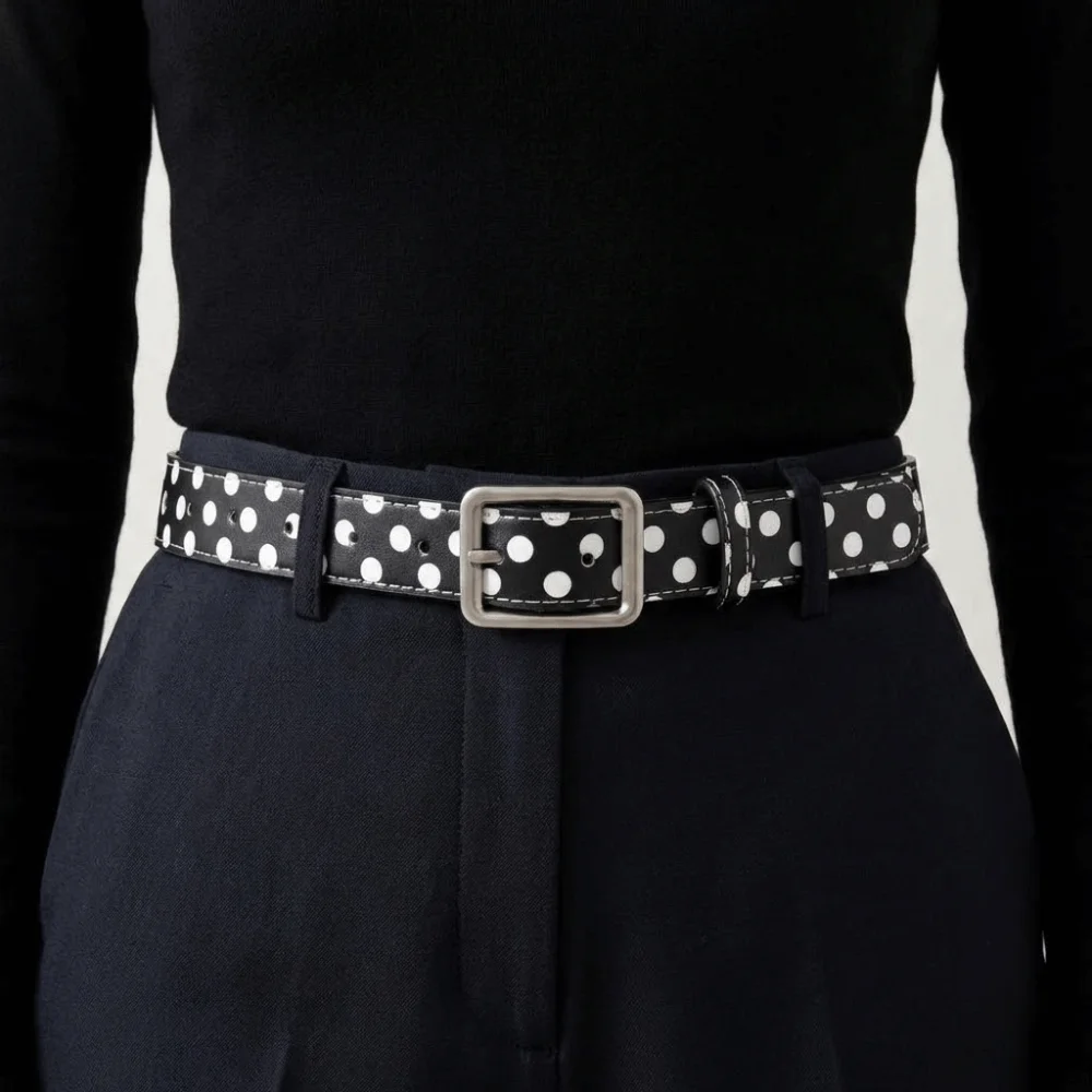 Casual Pin Buckle Polk Dot Belt PU Y2K Women's Belt American Ethnic Style Leather Waist Belt Daily