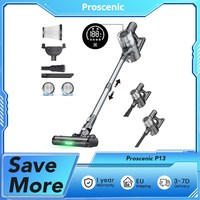 Proscenic P13 Cordless Vacuum Cleaner, 35Kpa Suction, Stick Vacuum with Green Light, LED Display, 45mins Runtime, 1.2L Dustbin