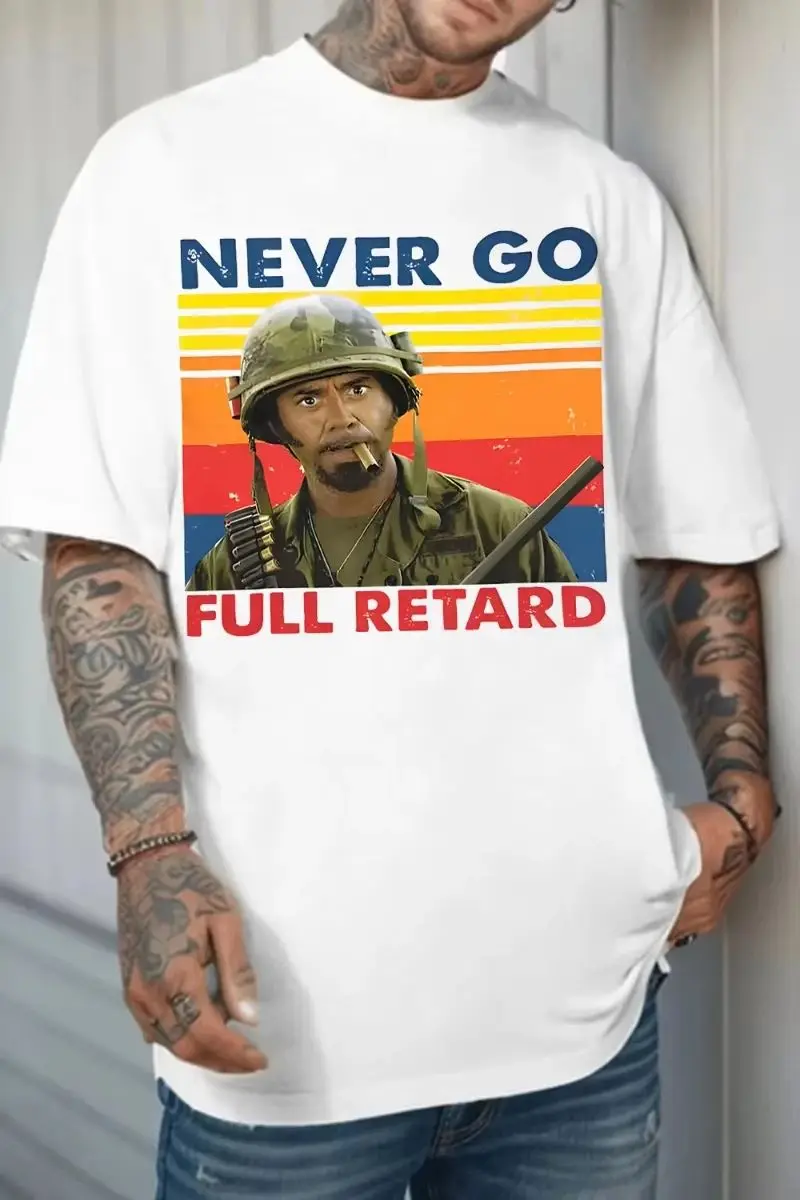 Never Stopping Idiot T-shirt 2026 Summer Fashion Y2k Tops NEVER GO FULL RETARD Printed T-shirt Casual Loose Streetwear Unisex