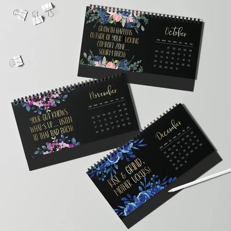 Calendrier mural drôle pour femme THbf, 12 mois de baume, énonciations de mots, intérieur, cadeaux uniques du Nouvel An, 2024