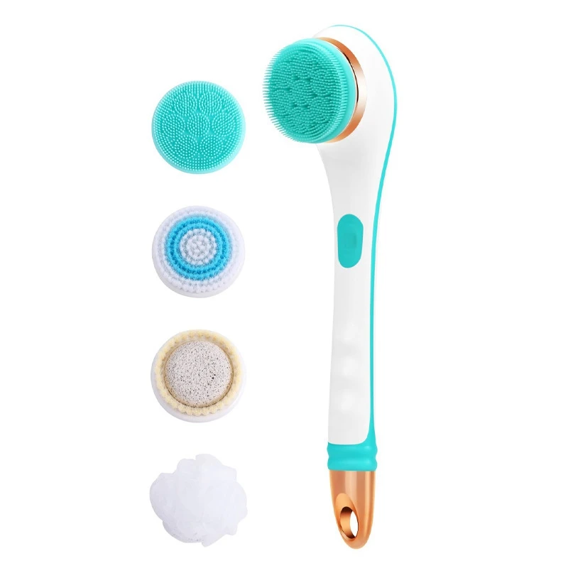 Electric Bath Brush Massage Brush 4 in 1 Multifunctional Long Handle Back Rubbing Brush Bath Instrument B