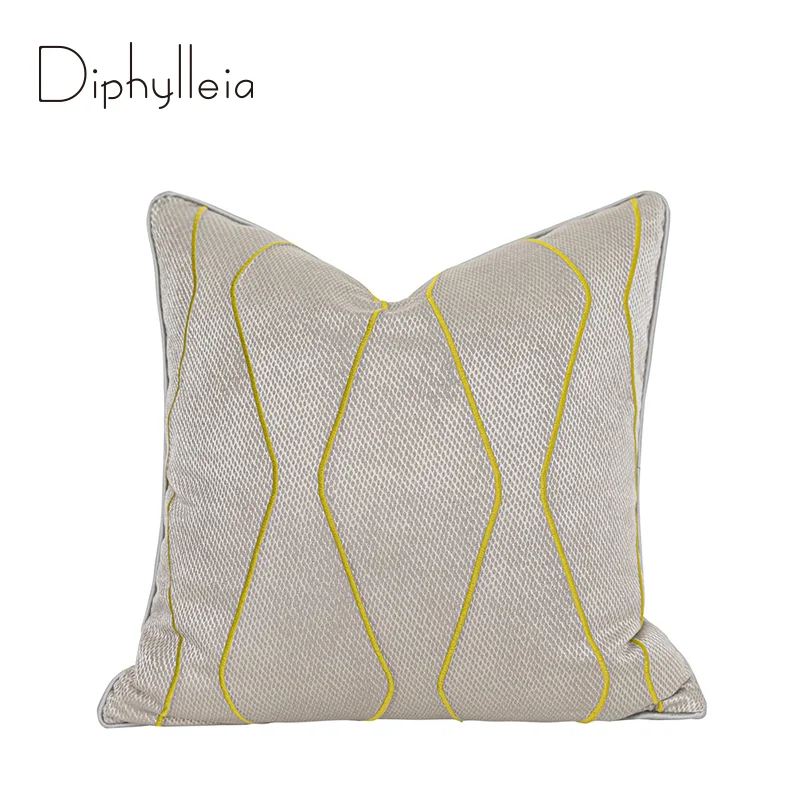 Diphylleia FF Case Inspired Modern Cushion Cover Designer Geometric Lines Embroidery Pillowcase 45x45cn Luxurious Home Interiors