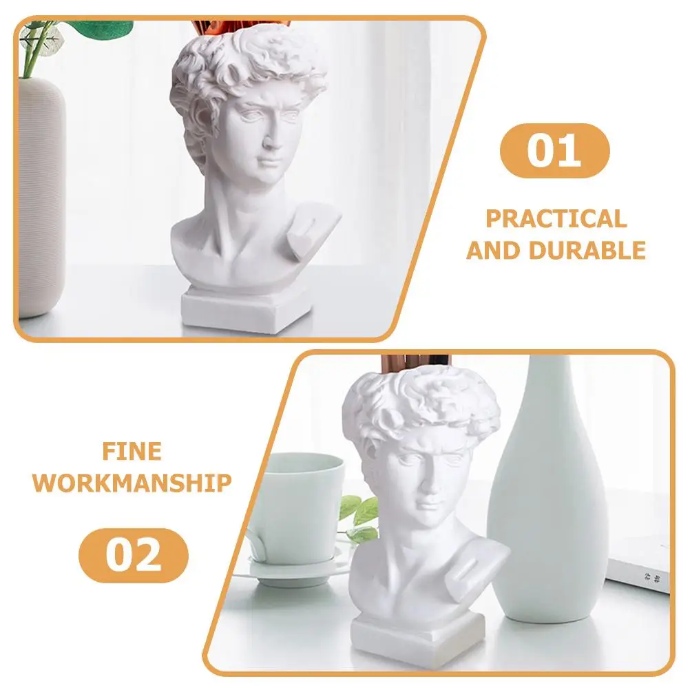 David Statue Pen Holder Pencil Pot Greek Decor Black Resin Material Smooth Texture Vase Plant Container Flower Arrangement