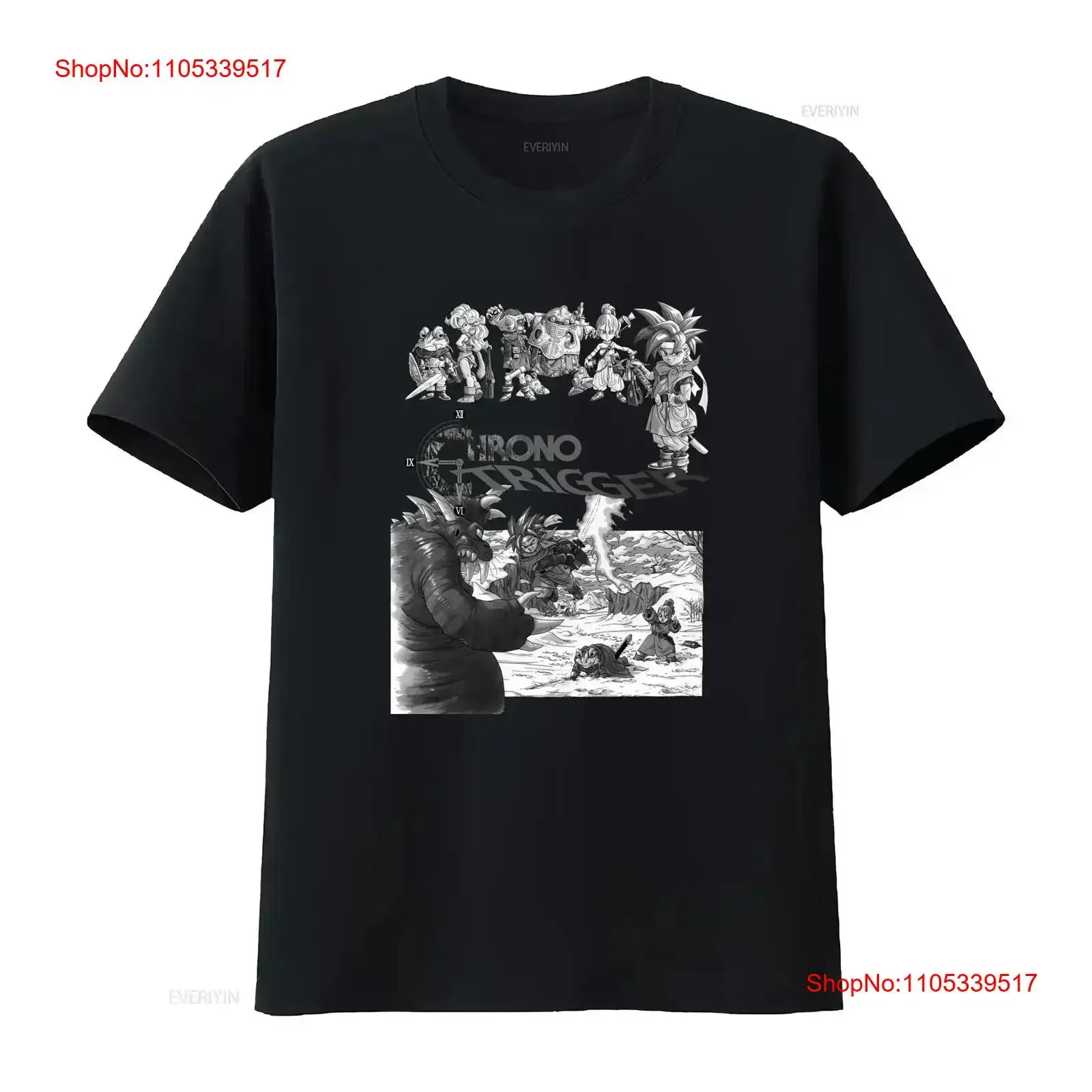 Camiseta Preta Estampada Chrono Trigger V2 com Estampa Vintage Natural em Algodão, Tamanhos S a 5XL, Lavada, Confortável, Roupa de Designer Casual Vintage