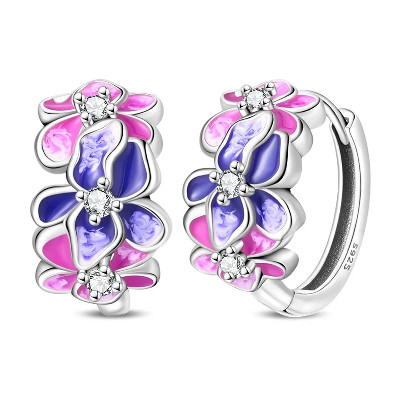 Purple Iris Sparkling Hoop Earrings 5 Purple Iris Sparkling Hoop Earrings