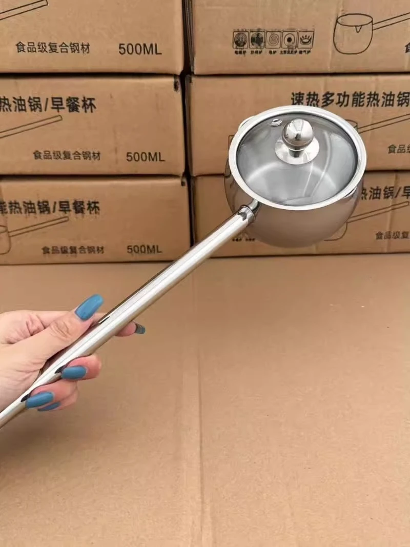 

Kitchen 316 Stainless Steel Multi-Functional Oil Pot Breakfast Cup with Lid and Spoon for Home Use Hot Oil Oil Pot