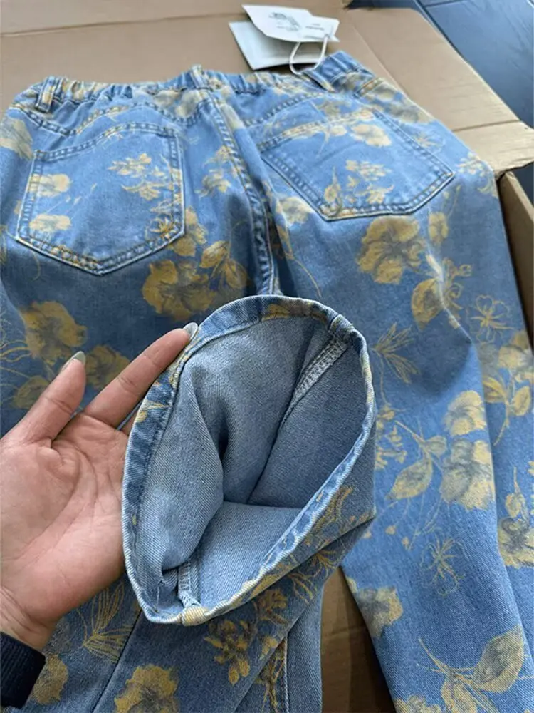 

Tie-Dye Embroidered Men's Jeans High Waist Flared Long Pants American Sle Casual Comfortable Wear Resistant Straight Cut