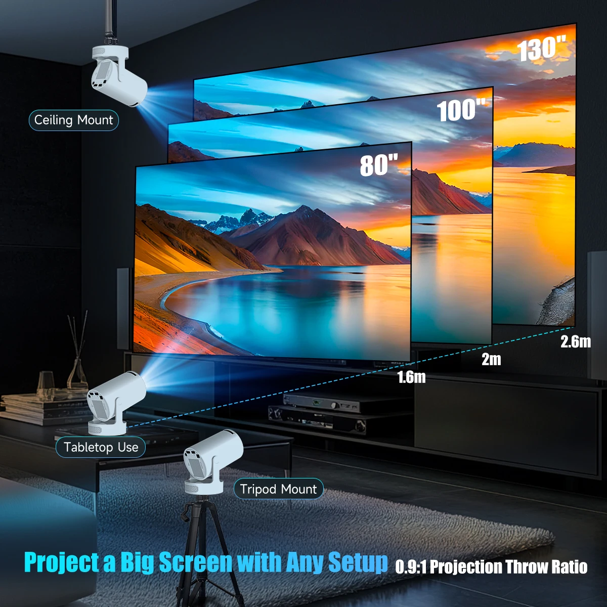 Magcubic HY300 Pro+ Sprachgesteuerter Projektor 8K Android 14 Beam 8000 Lumen Wifi6 BT5.4 Kino Outdoor Tragbar mit Airmouse – Detail 11