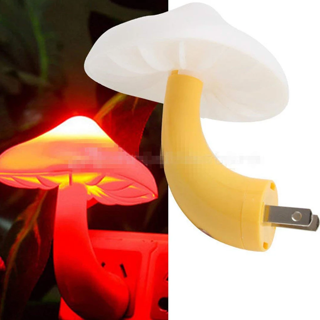 

Sensor LED Night Light Mushroom Wall Socket Lights Lamp Home Bedroom Decoration Light-controlled US Plug