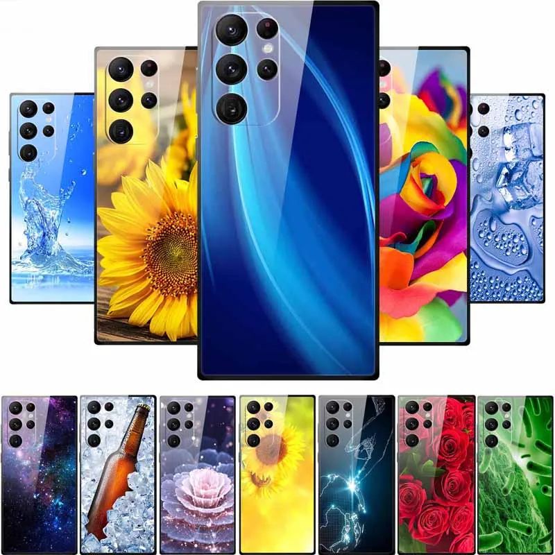 Glass Back Cover For Samsung S24 Ultra Case S24Ultra Coque Soft TPU Bumper For Samsung Galaxy S25 Ultra Phone Case S25Ultra Bag
